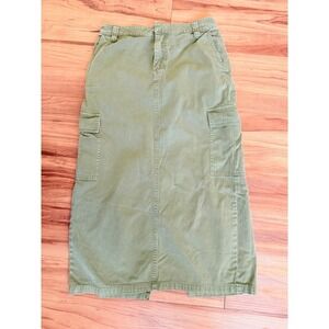 Madewell Olive Green Midi Cargo Skirt Utility Style Pockets Casual Everyday 25